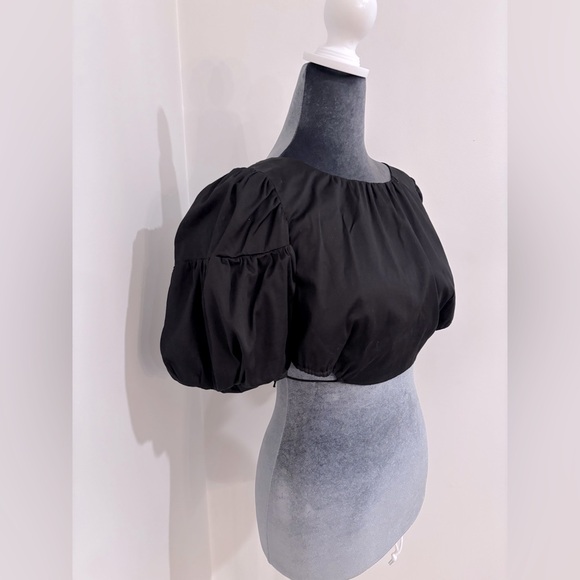 For Love & Lemons Joanna Crop Top With Open Back Tie Closure In Black Size S - Picture 5 of 11